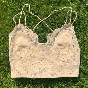 Free People Madonna Cream Velvet Lace Bralette